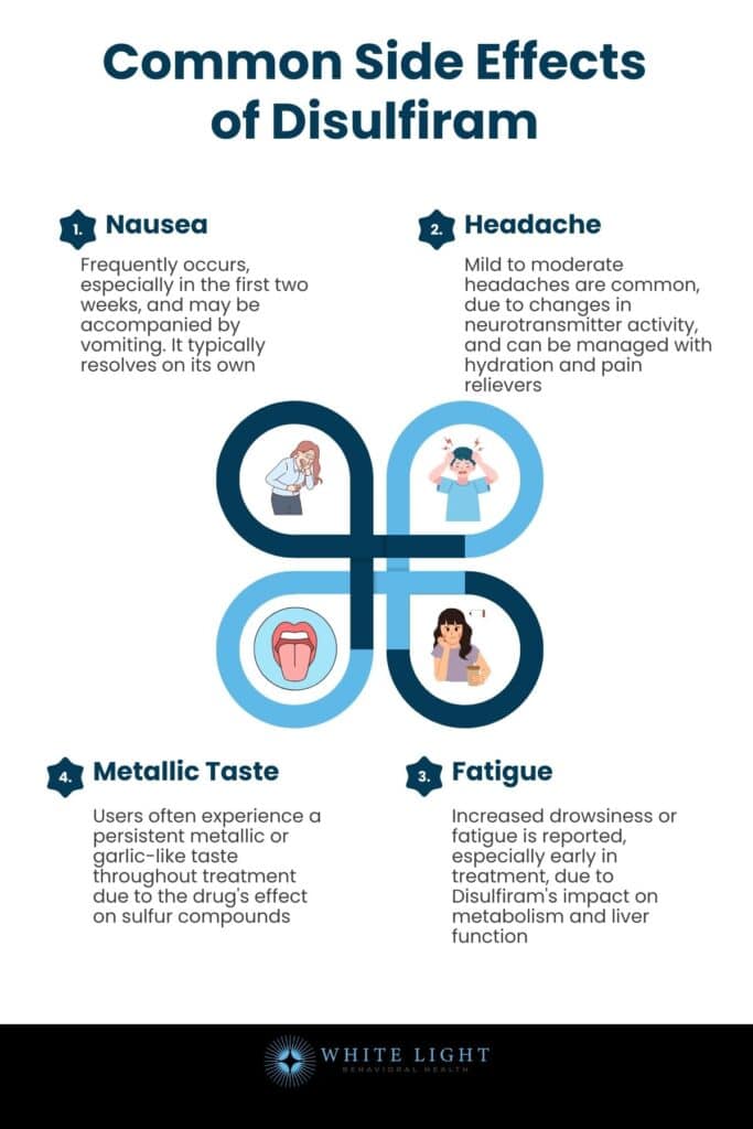 Disulfiram: Definition, Mechanism Of Action, Uses, Dosage, Side Effects, Alternatives 3 Common Side Effects of Disulfiram