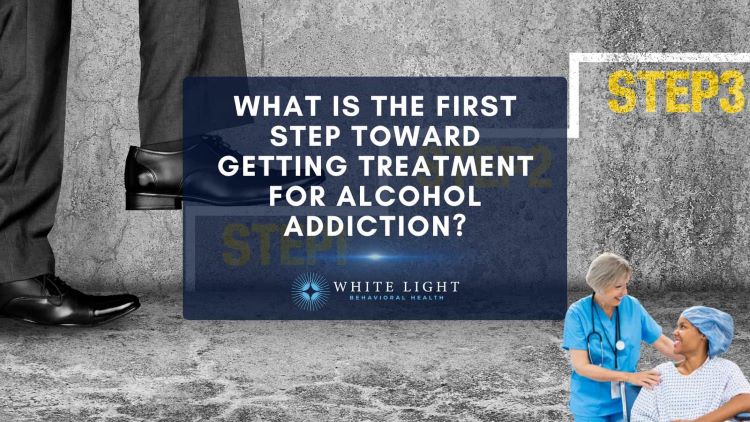 A man walking up the steps towards getting alcohol addiction