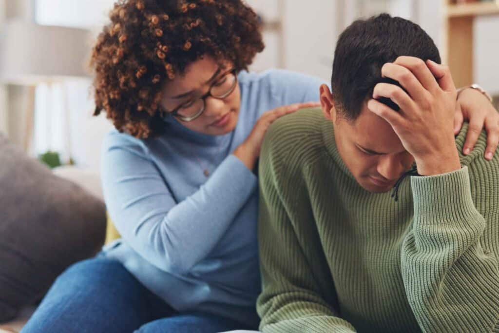 Pcp Addiction Treatment In Ohio 1 Man struggling with fentanyl addiction receiving support from a loved one