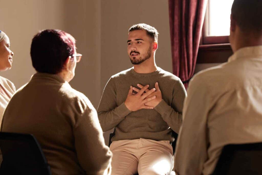 Opioid Detox 1 Man discussing recovery during opioid addiction treatment