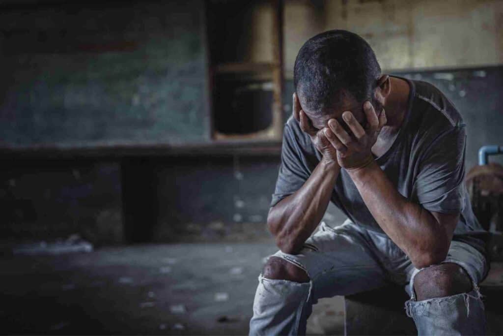 a man suffering from the effects of substance addiction